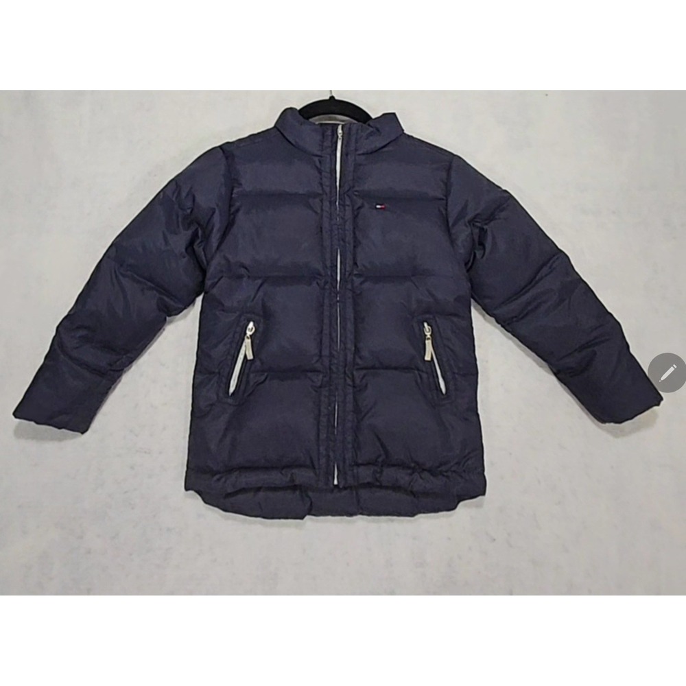 Tommy Hilfiger Down Puffer Jacket Boys 7 / XS / S Coat Kids Quilted Winter Navy
